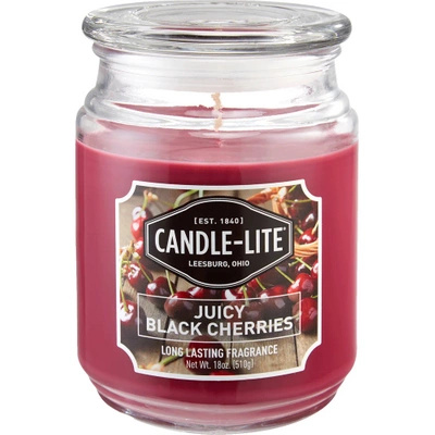 Grande bougie parfumée aux fruits en verre Juicy Black Cherries Candle-lite 510 g