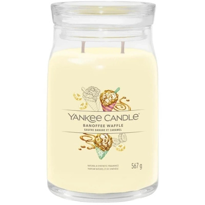 Yankee Candle Signature veľká sviečka s vôňou cookie v sklenenej nádobe 567 g - Banoffee Waffle