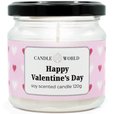 Candle World sójová sviečka s vôňou na Valentína Happy Valentine’s Day 120 g