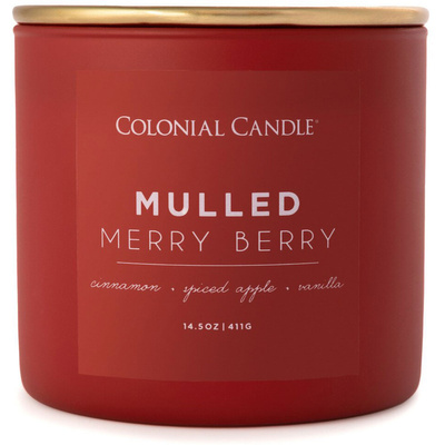 Colonial Candle Pop Of Color kvapioji sojų pupelių žvakė stiklinėje 3 dagčiai 14,5 uncijos 411 g - Mulled Merry Berry