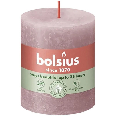 Bolsius bougeoir rustique en forme de tronc Rustic Shine 80/68 mm - Rose cendré