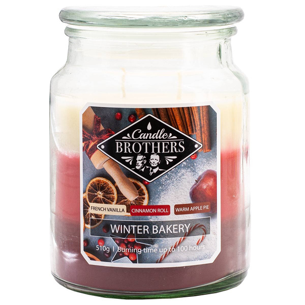 Candela profumata 3in1 grande in vetro Candle Brothers 510 g - Winter Bakery